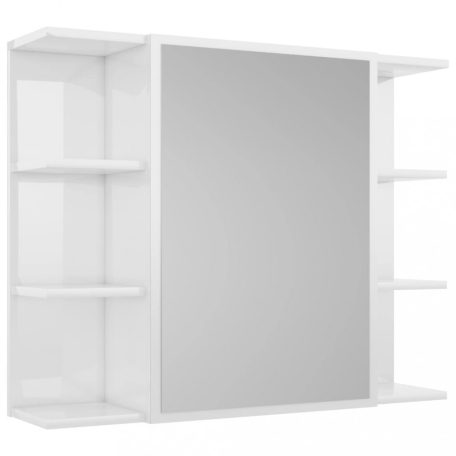 Magasfényű fehér forgácslap fürdőszobai tükör 80 x 20,5 x 64 cm (802612)