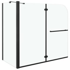   Fekete ESG zuhanykabin összecsukható ajtóval 120 x 68 x 130 cm (147190)