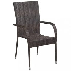 4 db barna rakásolható polyrattan kültéri szék (310083)