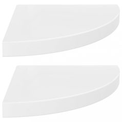   2 db magasfényű fehér MDF lebegő sarokpolc 35 x 35 x 3,8 cm (323908)