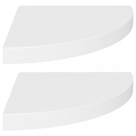 2 db magasfényű fehér MDF lebegő sarokpolc 35 x 35 x 3,8 cm (323917)