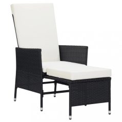   Fekete dönthető háttámlás polyrattan kerti szék párnákkal (310228)