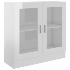   Magasfényű fehér forgácslap vitrinszekrény 82,5 x 30,5 x 80 cm (802747)