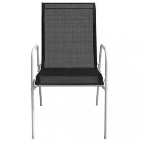 4 db fekete rakásolható acél és textilén kerti szék (313071)