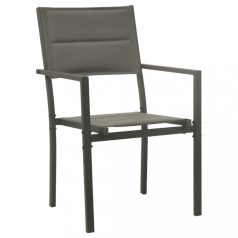   2 db antracitszürke textilén és acél kerti szék (313079)