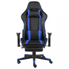 Kék PVC forgó gamer szék lábtartóval (20485)