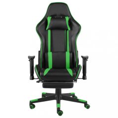 Zöld PVC forgó gamer szék lábtartóval (20486)