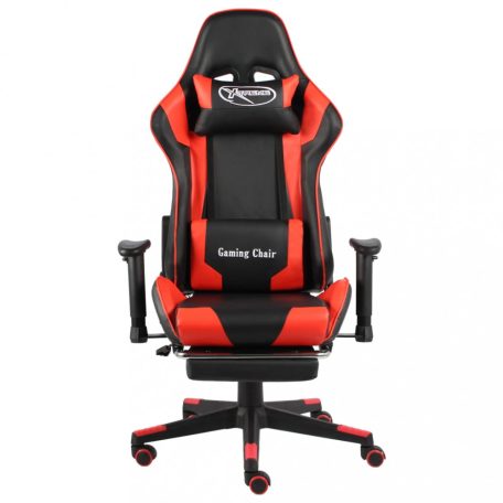 Piros PVC forgó gamer szék lábtartóval (20497)
