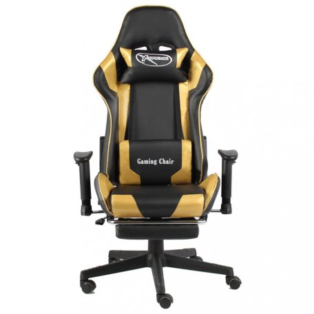 Aranyszínű PVC forgó gamer szék lábtartóval (20498)