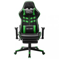 Fekete és zöld műbőr gamer szék lábtámasszal (20513)