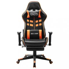   Fekete és narancssárga műbőr gamer szék lábtámasszal (20516)