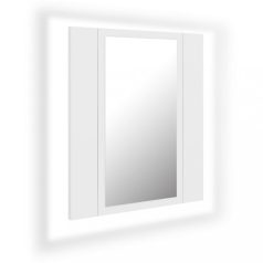   Fehér akril LED-es fürdőszobaszekrény tükörrel 40 x 12 x 45 cm (804948)