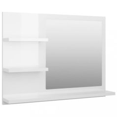   Magasfényű fehér forgácslap fürdőszobai tükör 60 x 10,5 x 45 cm (805012)