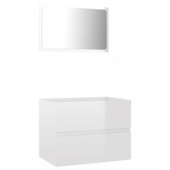   2 részes magasfényű fehér forgácslap fürdőszobai bútorszett (804878)