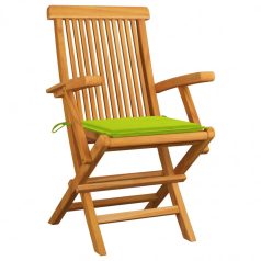   2 db tömör tíkfa kerti szék élénkzöld párnával (3062498)