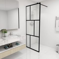 Fekete zuhanyfal edzett üveggel 80 x 195 cm (149152)