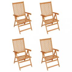   4 db tömör tíkfa kerti szék szürke párnákkal (3065531)