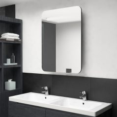   Fényes fekete LED-es tükrös fürdőszobaszekrény 60 x 13 x 70 cm (326504)