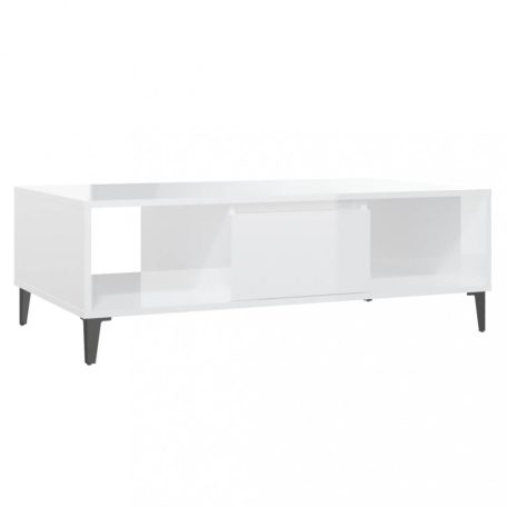 Magasfényű fehér forgácslap dohányzóasztal 103,5 x 60 x 35 cm (806028)