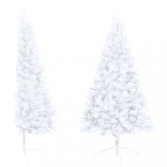 Fehér PVC fél műkarácsonyfa állvánnyal 120 cm (328417)