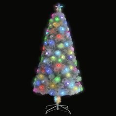   Fehér száloptikás műkarácsonyfa LED-fénnyel 120 cm (328449)