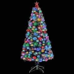   Fehér és kék száloptikás műkarácsonyfa LED fénnyel 120 cm (328455)