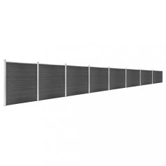 Fekete WPC kerítéspanelszett 1391 x 186 cm (3070435)