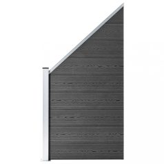 Fekete WPC kerítéspanelszett 1138 x (105-186) cm (3070442)