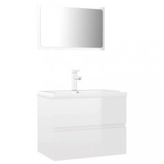   Magasfényű fehér forgácslap fürdőszobai bútorszett (3071681)