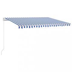   Kék és fehér kézzel kihúzható napellenző 450 x 350 cm (3068996)