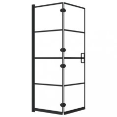   Fekete ESG zuhanykabin összecsukható ajtóval 100 x 140 cm (150744)