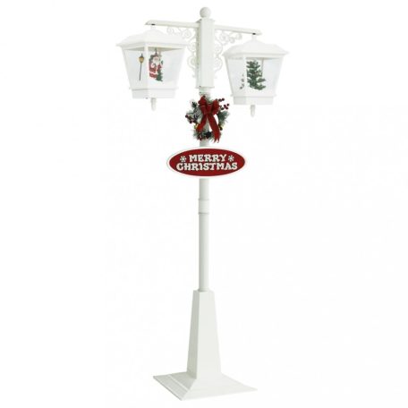 Piros-fehér PVC karácsonyi utcai lámpa Mikulással 81x40x188 cm (331475)