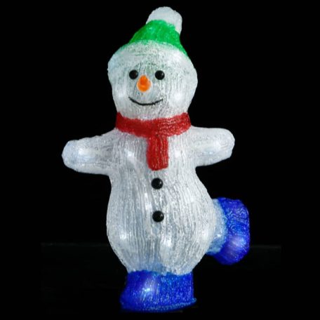 LED-es akril karácsonyi hóemberfigura bel- és és kültérre 30 cm (328788)