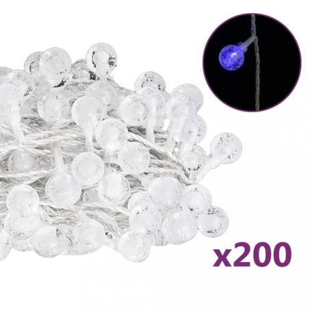 Gömb alakú 8 funkciós kék tündérfényfüzér 200 LED-del 20 m (328812)