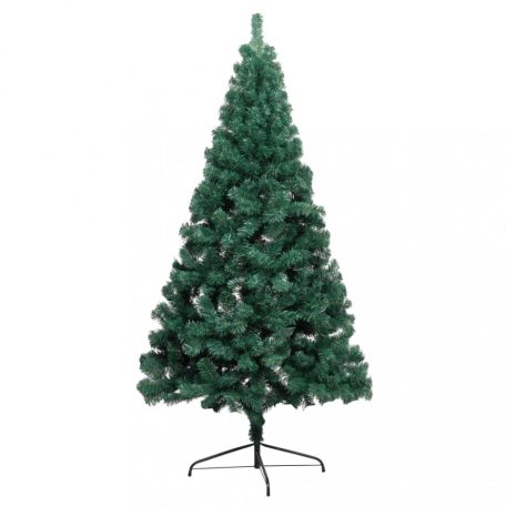 Zöld fél műkarácsonyfa LED-fényekkel és gömbszettel 180 cm (3077565)