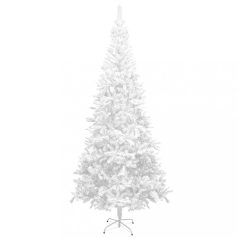   Fehér fél műkarácsonyfa LED-ekkel és gömbszettel L-es 240 cm (3077582)