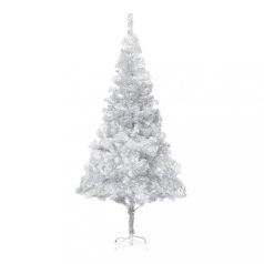   Ezüstszínű PET műkarácsonyfa LED-ekkel és gömbökkel 210 cm (3077611)