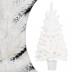   Fehér műkarácsonyfa LED-ekkel és gömbszettel 90 cm (3077631)