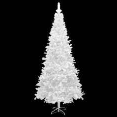   Fehér fél műkarácsonyfa LED-ekkel és gömbszettel L-es 240 cm (3077668)