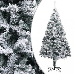   Zöld PVC műkarácsonyfa LED-ekkel és pelyhes hóval 400 cm (3077742)