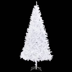   Fehér műkarácsonyfa LED-ekkel és gömbökkel 300 cm (3077789)