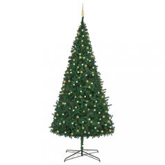  Zöld műkarácsonyfa LED-ekkel és gömbökkel 400 cm (3077790)