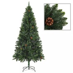   Zöld műkarácsonyfa LED-ekkel és gömbökkel 210 cm (3077798)