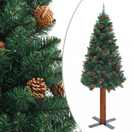 Zöld vékony karácsonyfa LED-ekkel és gömbszettel 180 cm (3077816)