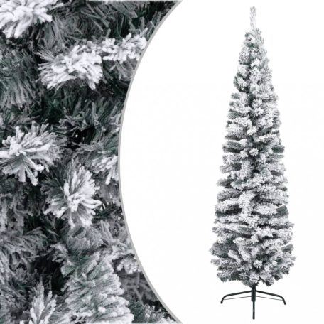 Zöld vékony műkarácsonyfa LED-ekkel és gömbszettel 180 cm (3077857)