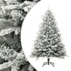   Zöld PVC/PE műkarácsonyfa LED-ekkel, gömbszettel, hóval 180 cm (3077881)