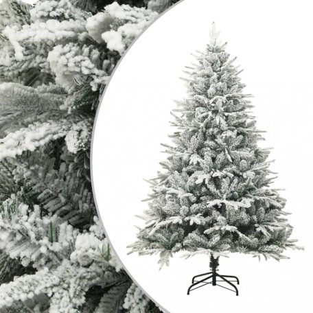 Zöld PVC/PE műkarácsonyfa LED-ekkel, gömbszettel, hóval 180 cm (3077929)