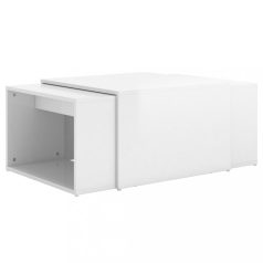   3db-os fényes fehér forgácslap dohányzóasztal szett 60x60x38cm (806900)