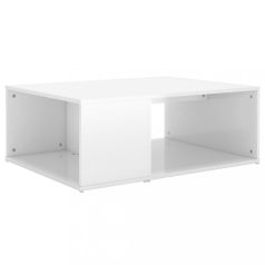   Magasfényű fehér forgácslap dohányzóasztal 90 x 67 x 33 cm (806909)