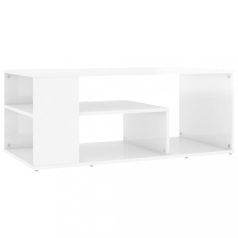   Fehér magasfényű forgácslap dohányzóasztal 100 x 50 x 40 cm (806927)